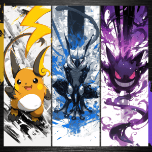 Raichu, Greninja & Gengar Bookmark Set